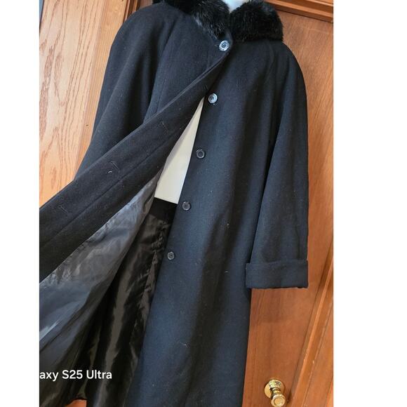 EUC vintage 80s 90s Donnybrook, fur trimmed hood, aline wool coat sz 12p - Picture 3 of 6